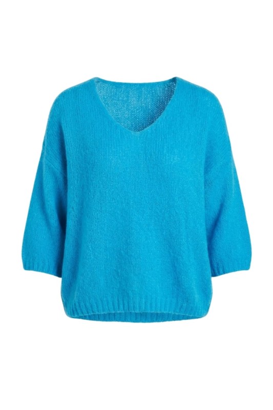 Sweter damski turkusowy 20% moher oversize miękki Uni