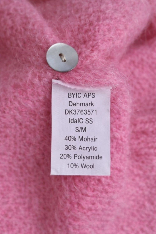 Sweter damski moher różowy kardigan na guziki miękki M/L