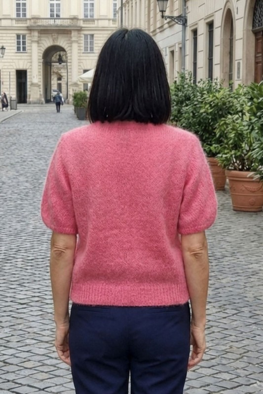 Sweter damski moher różowy kardigan na guziki miękki M/L