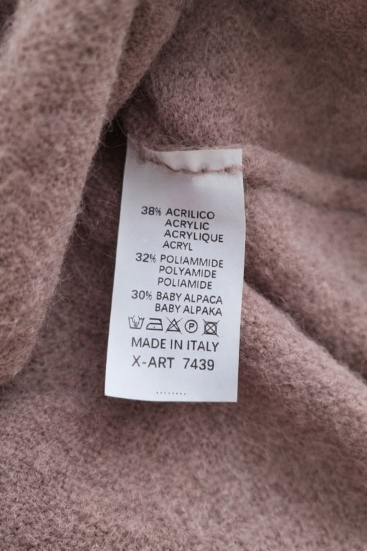 Sweter damski brązowy baby alpaka bufki krótki rękaw włoski Uni