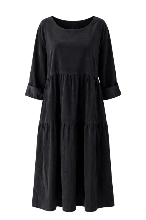 Sukienka Damska sztruksowa czarna oversize MADE IN ITALY midi Uni