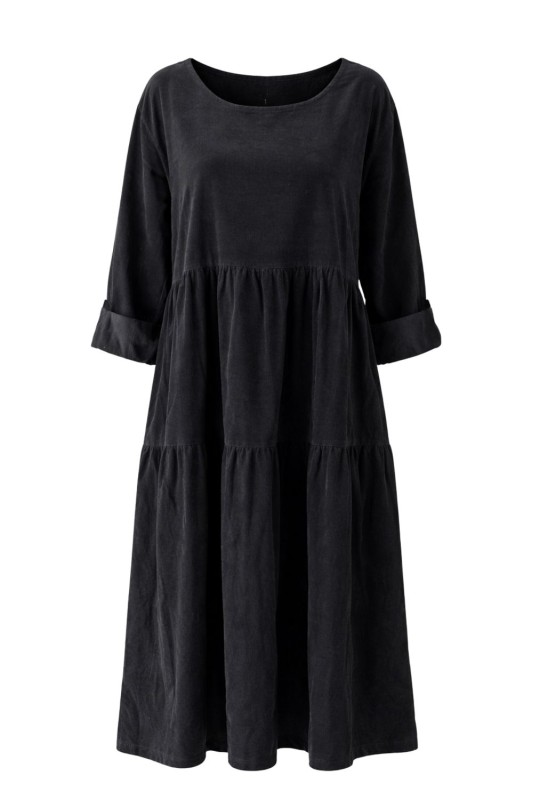 Sukienka Damska sztruksowa czarna oversize MADE IN ITALY midi Uni