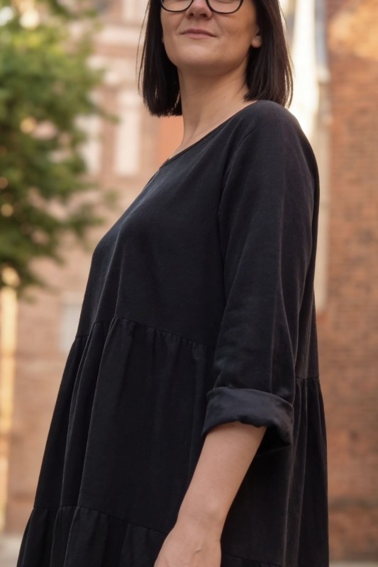 Sukienka Damska sztruksowa czarna oversize MADE IN ITALY midi Uni