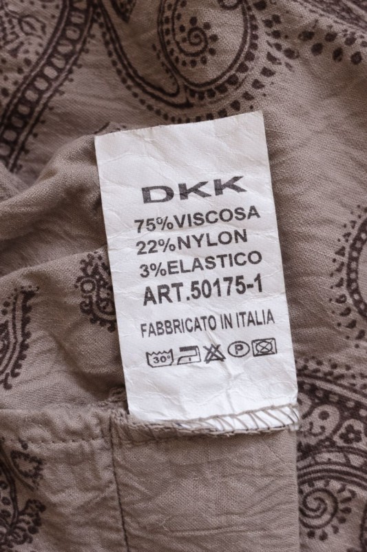 Spodnie damskie paisley beżowe włoskie elastyczne wygodne casual Uni