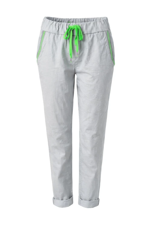Spodnie damskie szare z neonowym sznurkiem wygodne casual Uni