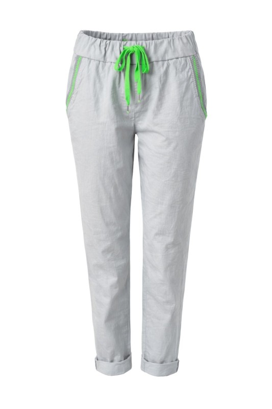 Spodnie damskie szare z neonowym sznurkiem wygodne casual Uni