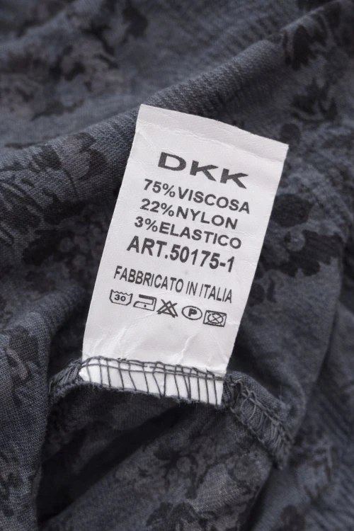 Spodnie damskie włoskie grafit wzór kwiatowy casual Uni