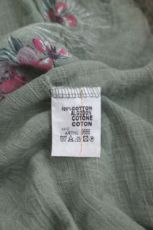 Bluzka damska bawełniana khaki kwiaty oversize luźna boho Uni
