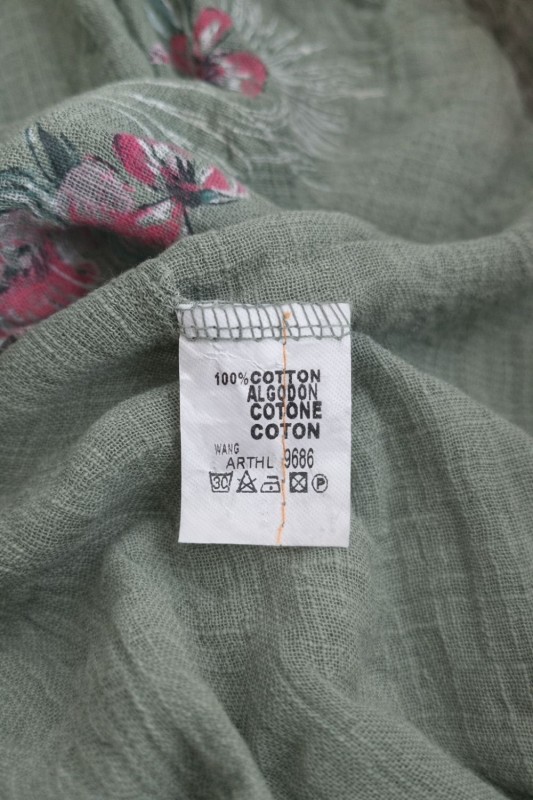 Bluzka damska bawełniana khaki kwiaty oversize luźna boho Uni
