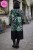Płaszcz damski wełniany 80% WOOL włoski oversize zielony wzór Uni