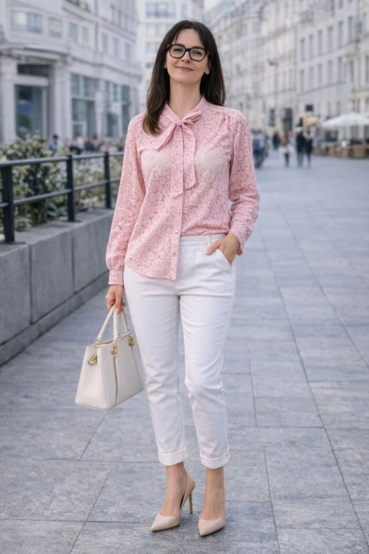 Spodnie damskie białe casual eleganckie gumka wysoki stan włoskie Uni