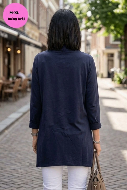 Bluzka damska asymetryczna oversize granat Made in Italy Uni