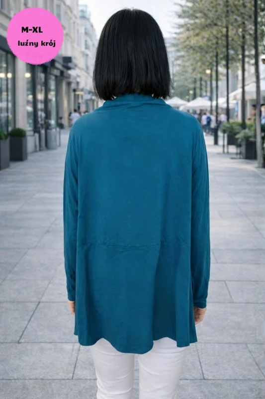 Bluzka damska asymetryczna oversize turkus Made in Italy Uni