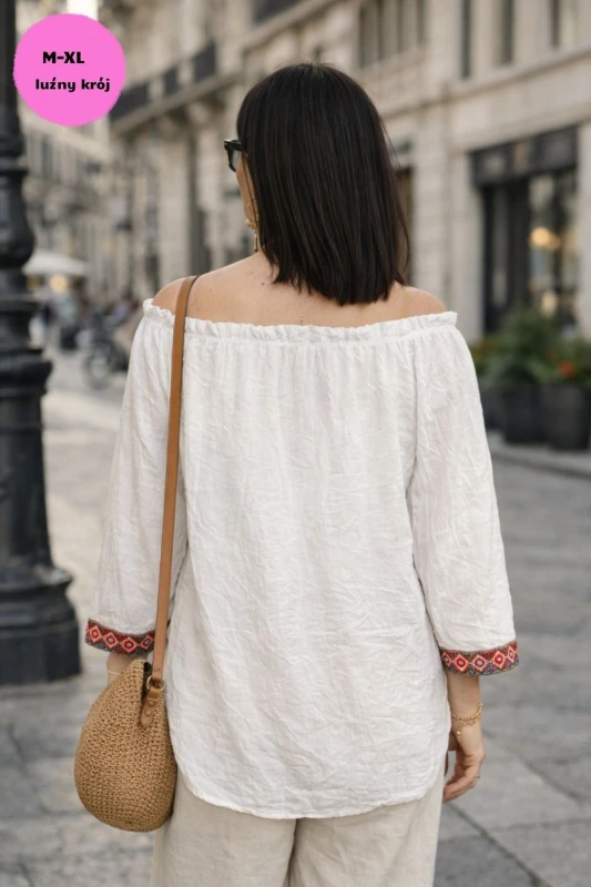 Bluzka damska hiszpanka boho biała Made in Italy Oversize