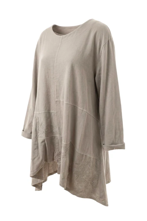 Bluzka tunika damska oversize beżowa 100% bawełna Made in Italy luźna casual
