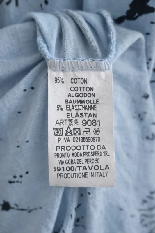 Sukienka damska oversize niebieska napisy kieszenie Made in Italy bawełna Uni