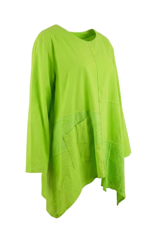 Bluzka tunika damska oversize jasnozielona 100% bawełna Made in Italy luźna casual