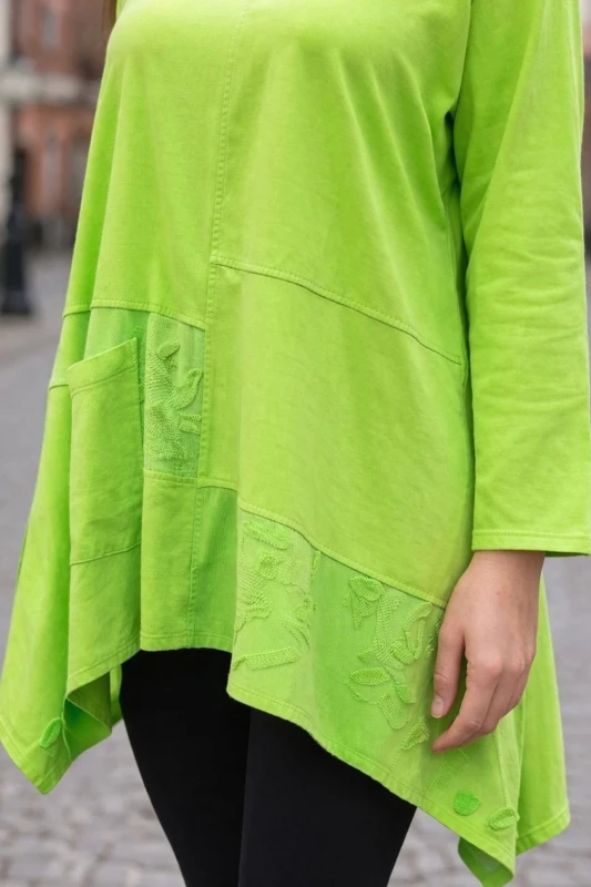 Bluzka tunika damska oversize jasnozielona 100% bawełna Made in Italy luźna casual