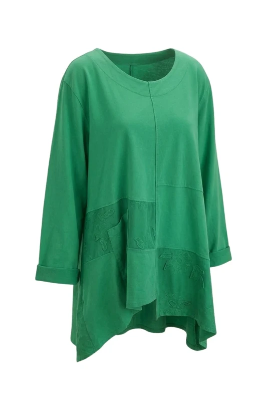 Bluzka tunika damska oversize zielona 100% bawełna Made in Italy luźna casual