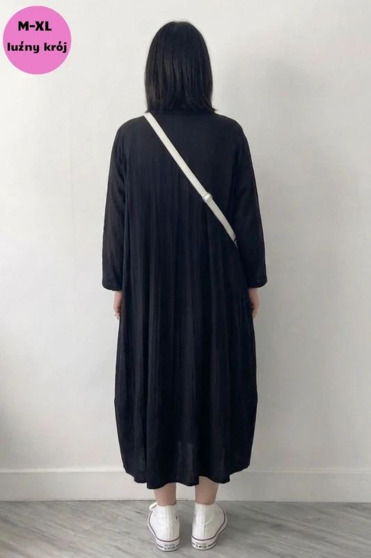 Sukienka damska oversize Made in Italy czarna wzory wiskoza luźna