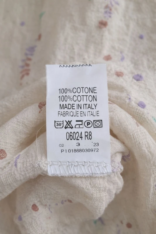 Bluzka damska beżowa włoska 100% bawełna luźna pastelowy print Italy