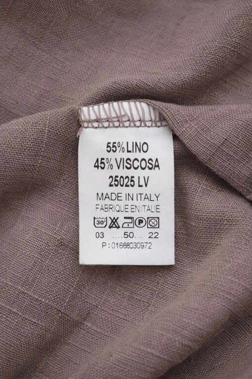 Bluzka damska brązowa len+wiskoza Italy wiązana elegancka Uni