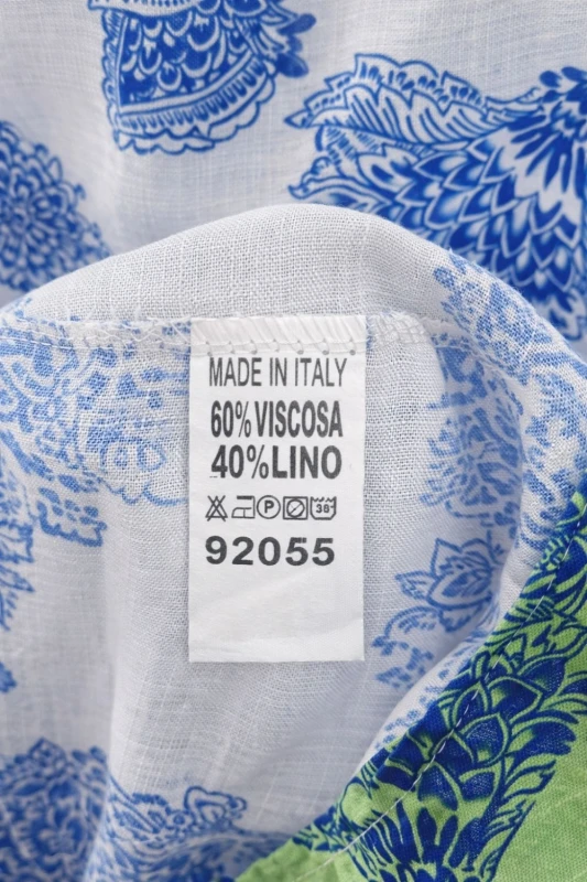 Sukienka damska biało niebieska boho V-neck lekka wiskoza len Włoska