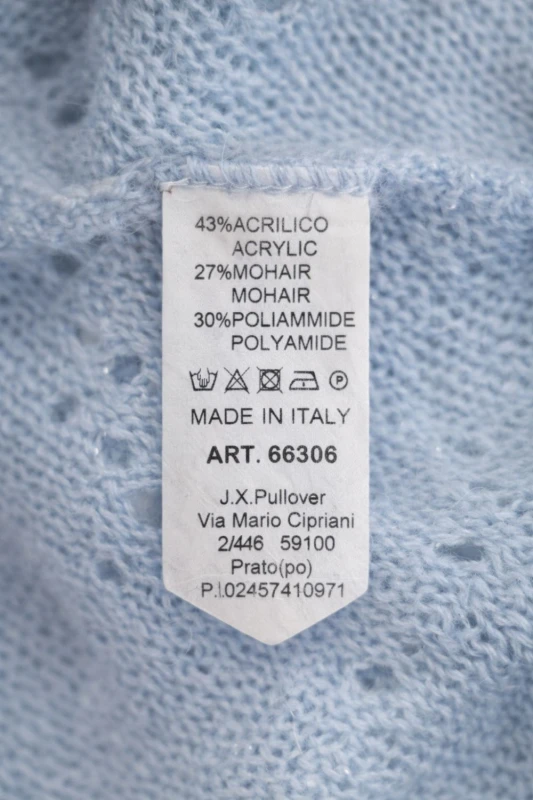 Sweter damski błękitny ze srebrną nitką moher Italy oversize miękki