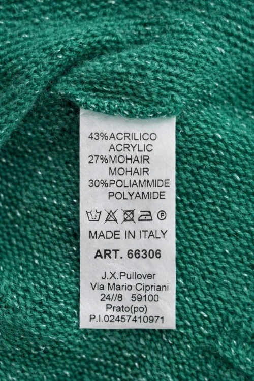 Sweter damski ciemnozielony ze srebrną nitką moher Italy oversize miękki