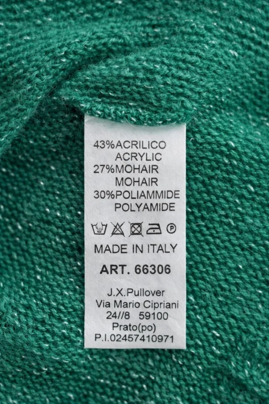 Sweter damski ciemnozielony ze srebrną nitką moher Italy oversize miękki
