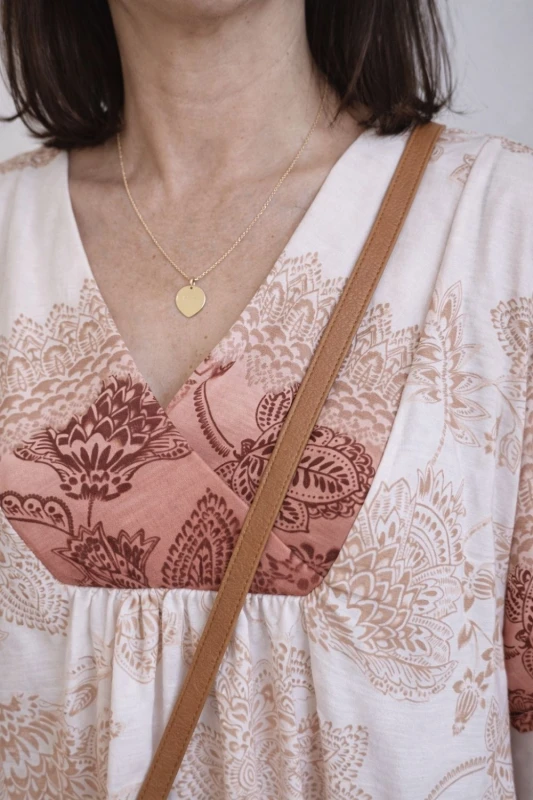 Sukienka damska beżowa boho V-neck lekka wiskoza len Włoska
