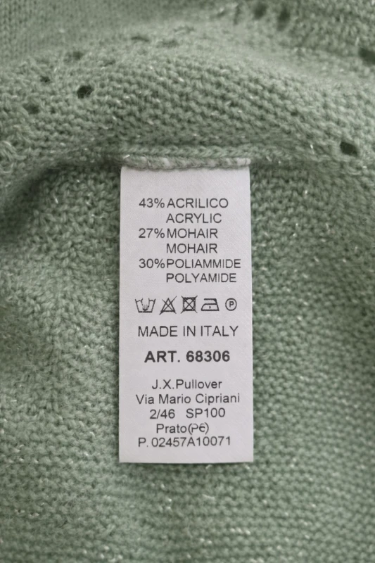 Sweter damski zielony ze srebrną nitką moher Italy oversize miękki