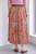 Spódnica damska midi boho paisley ruda z paskiem rozkloszowana Uni