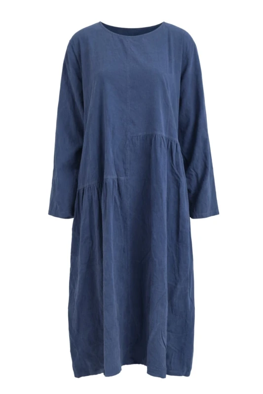 Sukienka damska niebieska sztruksowa Włoska oversize casual midi Uni
