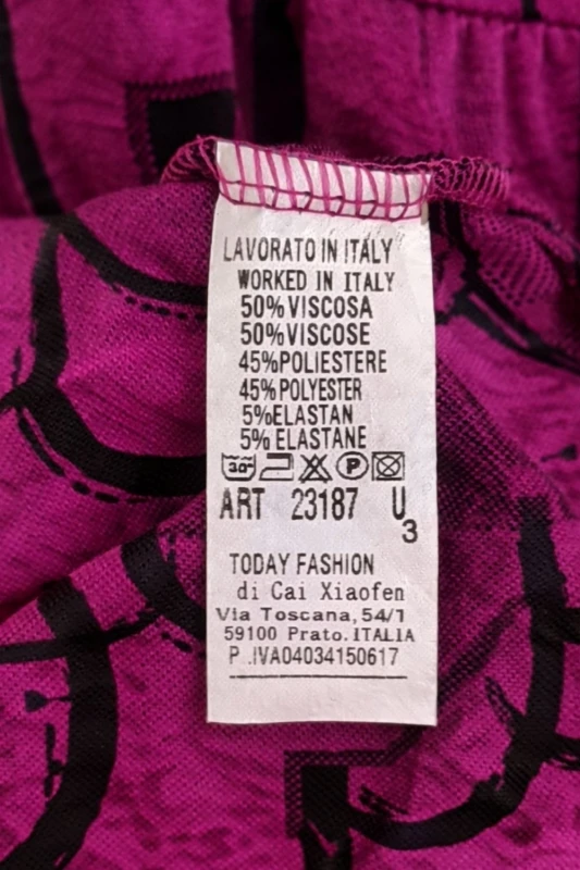 Sukienka damska Fuksja Oversize Wzory Kieszenie Italy Uni