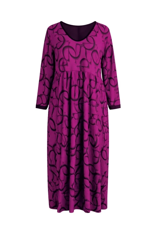 Sukienka damska Fuksja Oversize Wzory Kieszenie Italy Uni