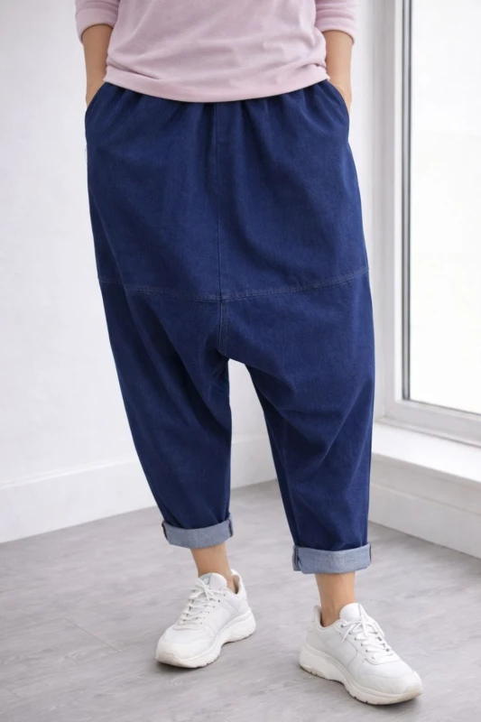 Spodnie damskie alladynki jeans luźne Italy elastyczne bawełna