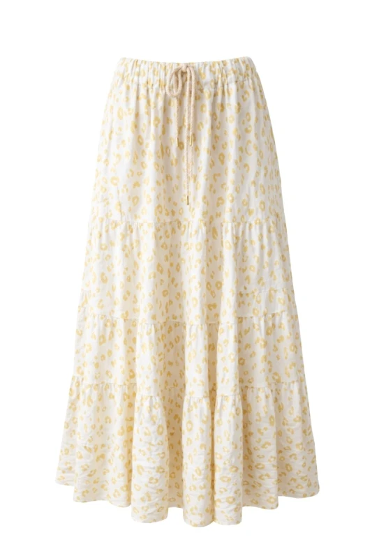 Spódnica damska Biało Złota Maxi Plus Size Wiązana Regulowana Panterka Italy