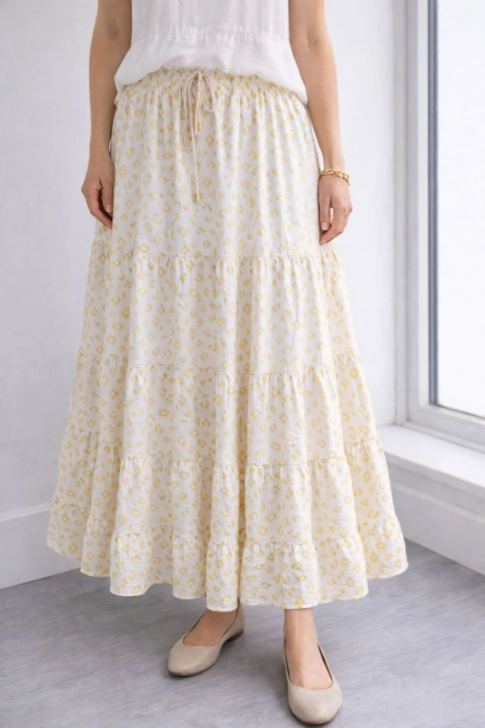 Spódnica damska Biało Złota Maxi Plus Size Wiązana Regulowana Panterka Italy