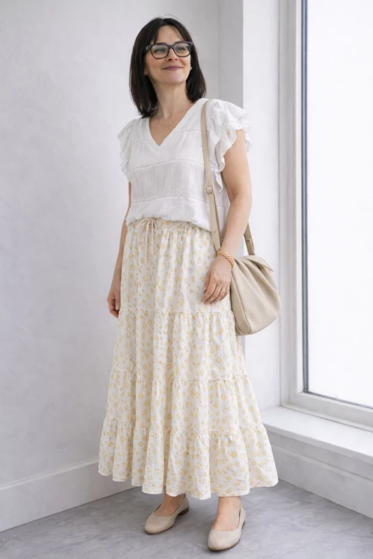 Spódnica damska Biało Złota Maxi Plus Size Wiązana Regulowana Panterka Italy