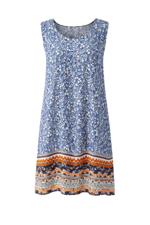 Sukienka damska granatowa wiskoza 100% włoska paisley boho lekka letnia oversize