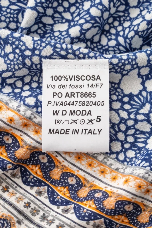Sukienka damska granatowa wiskoza 100% włoska paisley boho lekka letnia oversize