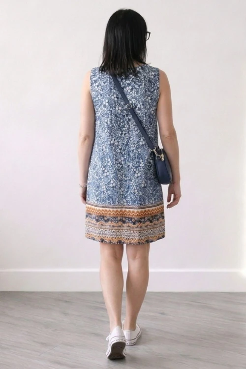 Sukienka damska granatowa wiskoza 100% włoska paisley boho lekka letnia oversize