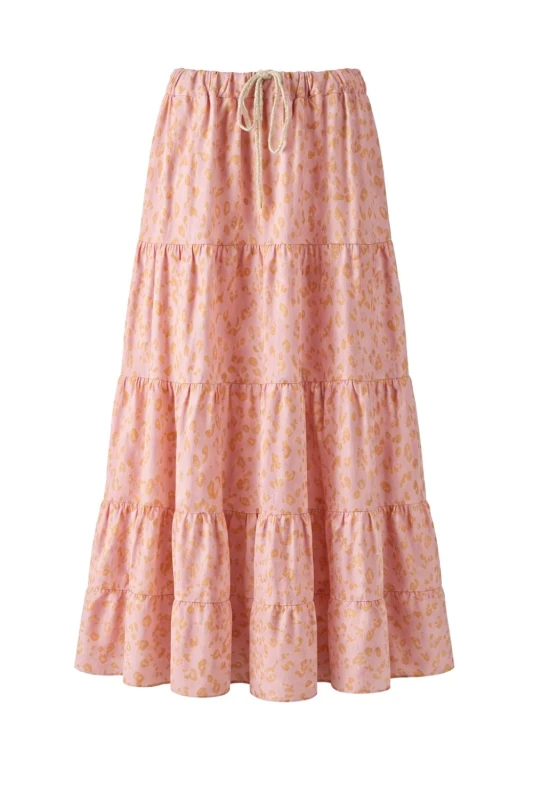 Spódnica damska Różowo Złota Maxi Plus Size Wiązana Regulowana Panterka Italy