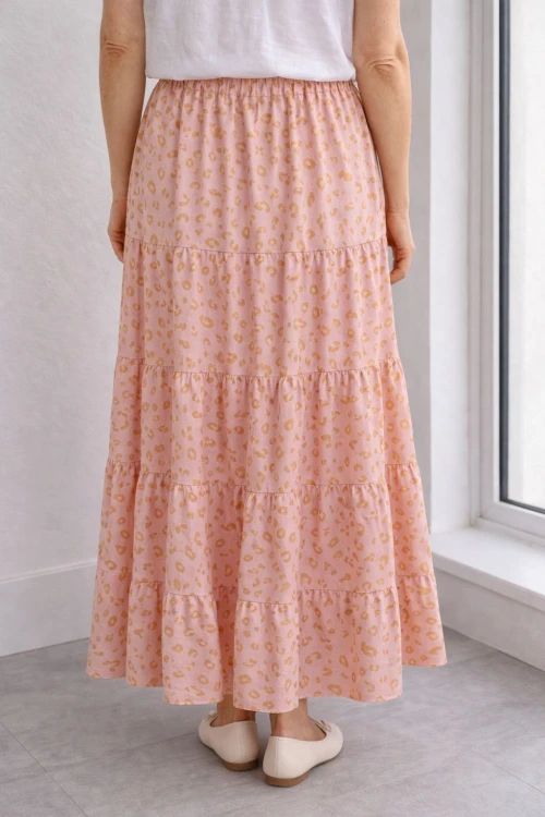 Spódnica damska Różowo Złota Maxi Plus Size Wiązana Regulowana Panterka Italy