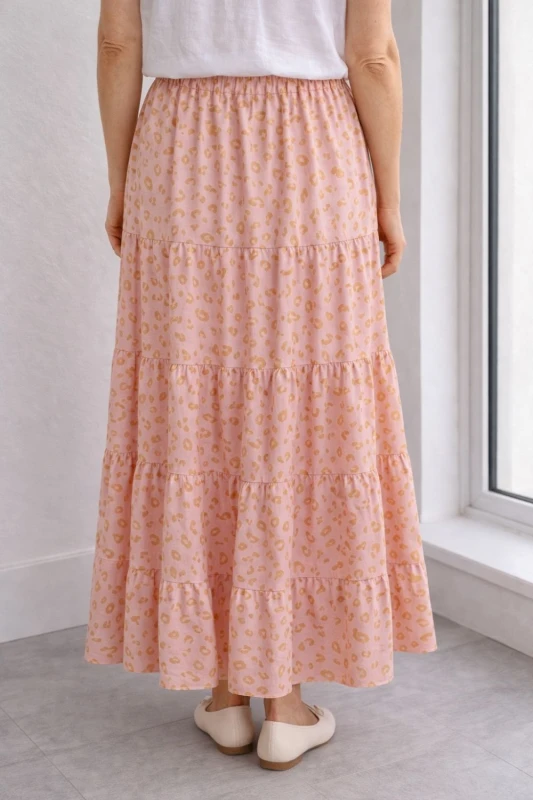 Spódnica damska Różowo Złota Maxi Plus Size Wiązana Regulowana Panterka Italy
