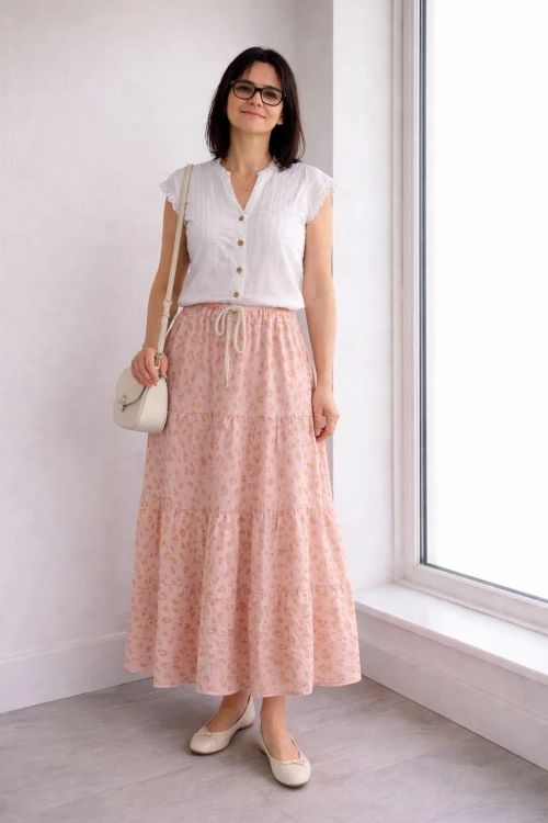 Spódnica damska Różowo Złota Maxi Plus Size Wiązana Regulowana Panterka Italy