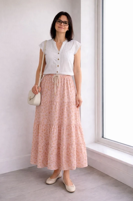 Spódnica damska Różowo Złota Maxi Plus Size Wiązana Regulowana Panterka Italy