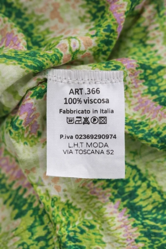 Bluzka damska zielona boho 100% wiskoza Made in Italy luźna wzór oversize