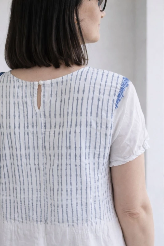 Sukienka damska biała niebieska wzory boho Made in Italy luźna letnia